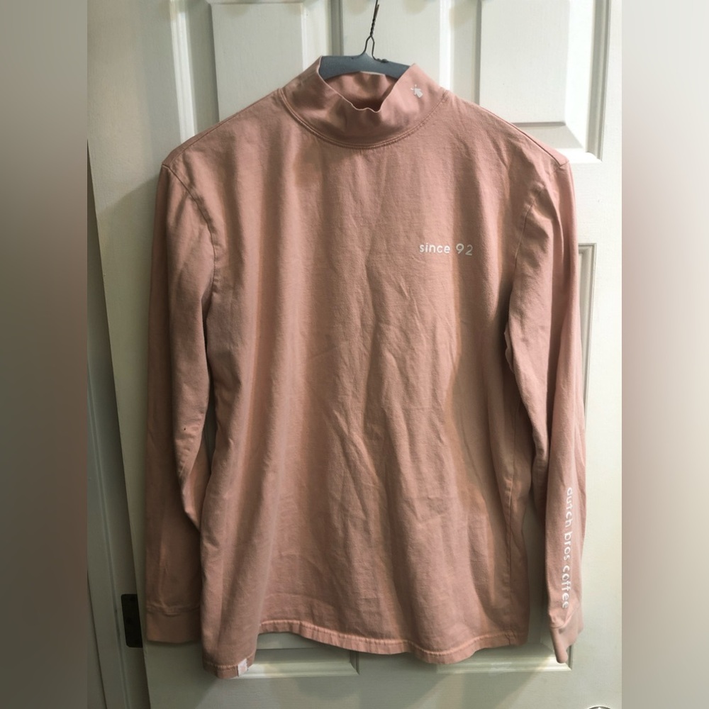 Dutch Bros light pink long sleeve mock turtleneck, size L